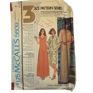 Vintage McCalls 5609 Misses Dress & Cover-Up Sewing Pattern Size 8